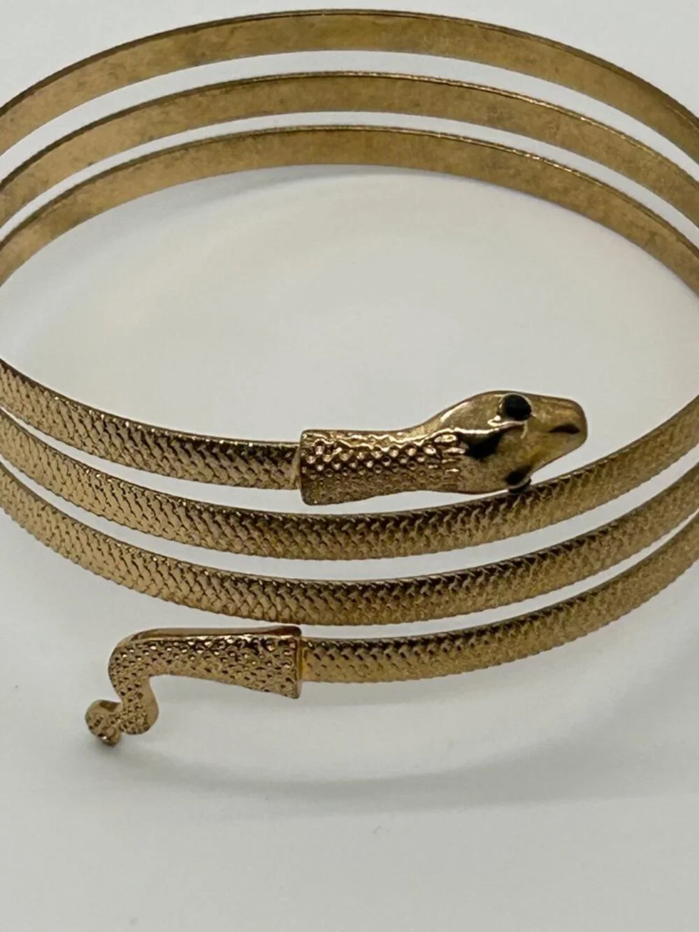 Gold-tone Snake Arm Cuff Spiral Wrap Bracelet Cleopatra Egyptian Medusa Costume - Picture 4 of 12